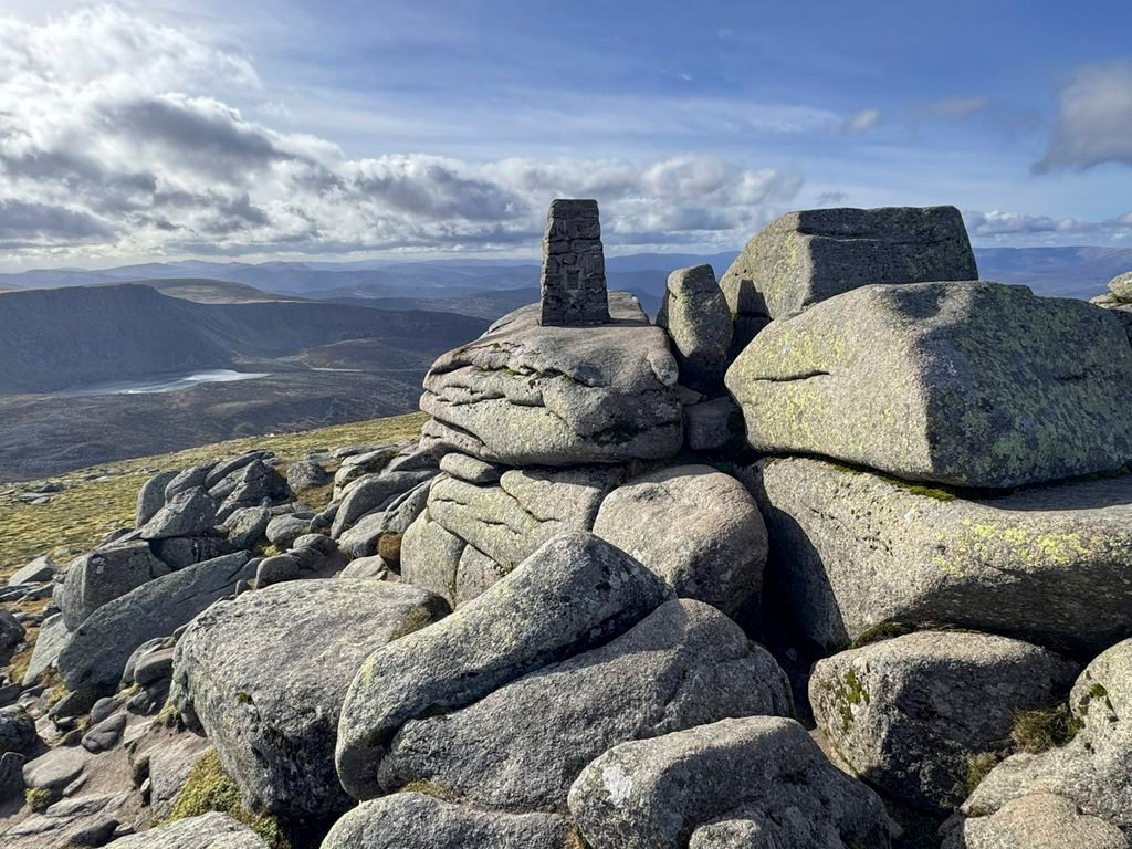 Lochnagar Summit Trig Pillar on tor